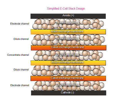 SUEZ E-Cell 3X Stack Standard Electrodeionization EDI Discarica delle acque reflue Edi Systems Temperatura massima 40°C