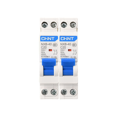 Interruttore miniatura 6~40A, Icn=4500A, singolo modulo di Chint NXB-40 DPN di 1P+N 18mm per uso di protezione di circuito AC230V